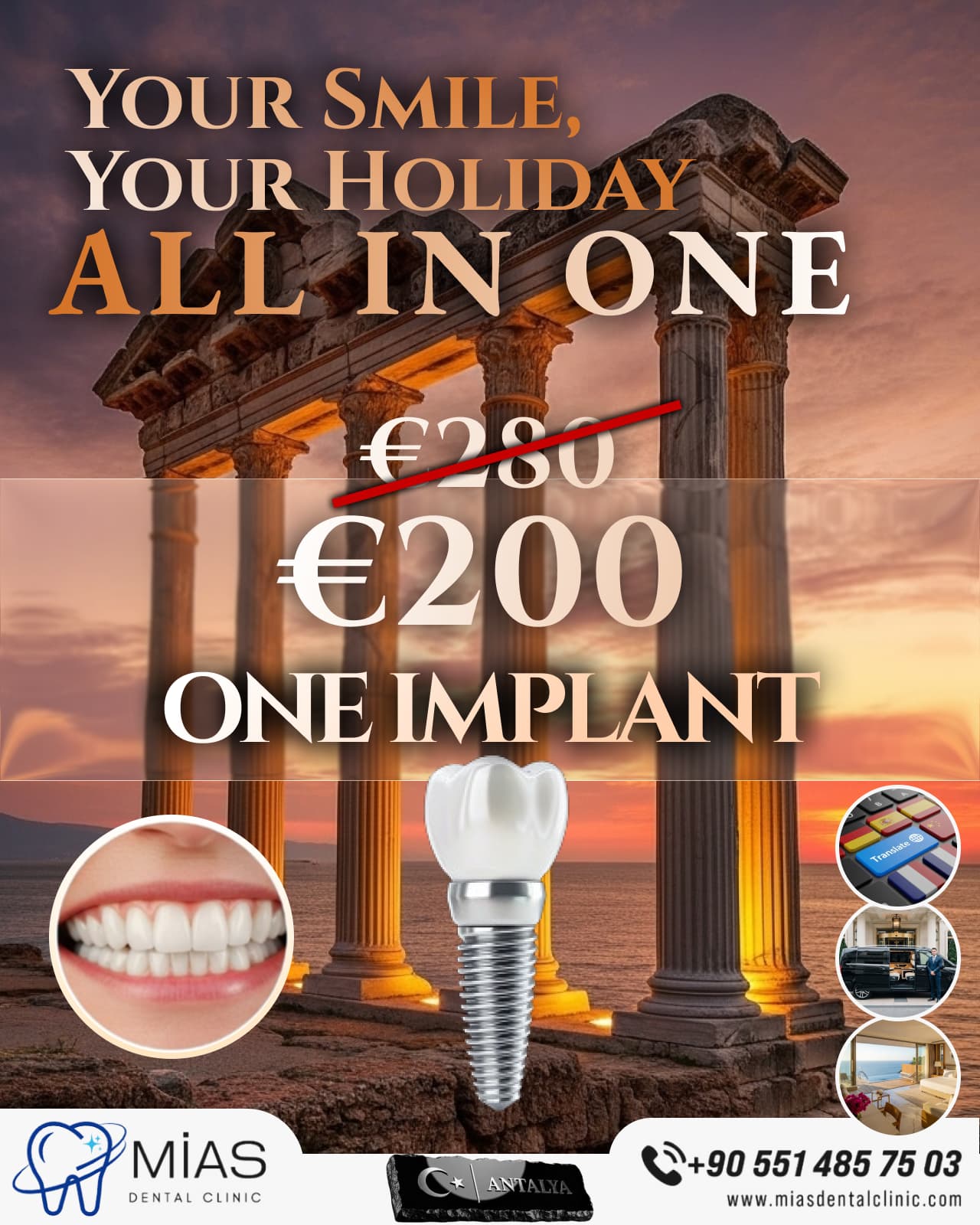 Tek diş implant paketi - tatil paketi